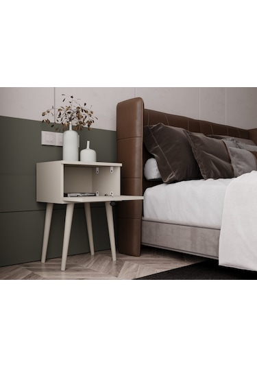 Melura Komodin %100 Mdf Lake Boyalı Ahşap Ayak Kumtaşı