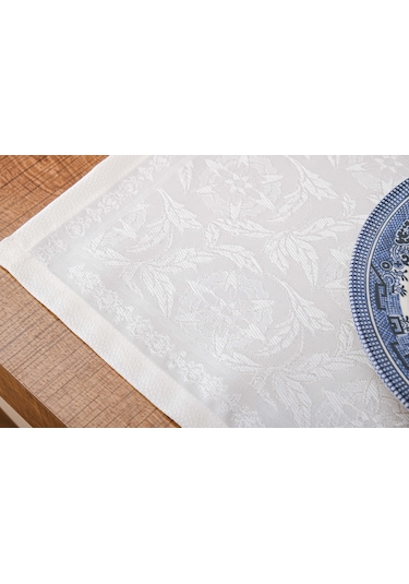 Finezza İris Jakar Polyester Kumaş Krem Amerikan Servis 33,5x46 cm Bej 4 Ad-1391 Krem