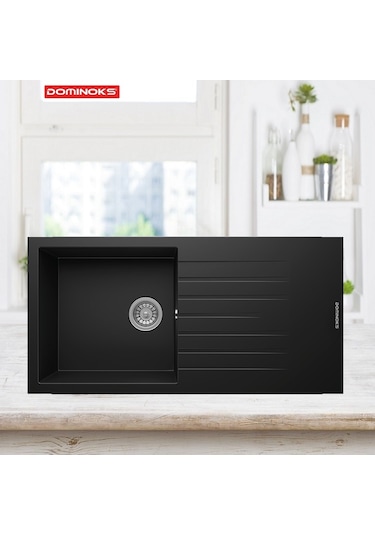 Dominoks Nil100 Siyah 50 x 100 CM Tezgah Üstü Granit Evye