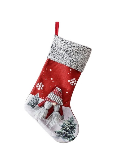 Hermoso Noel Dekorasyon Çorabı Kırmızı Şömine Süsü B Modeli