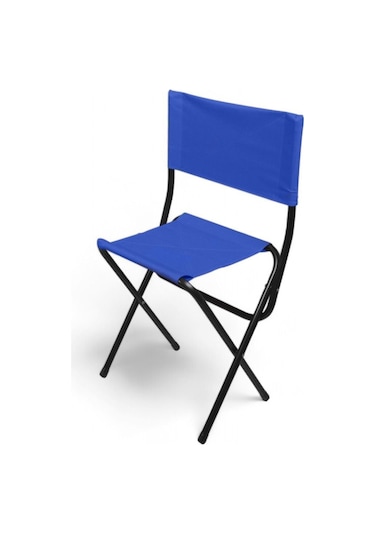 İronika Çantalı Katlanabilir Balıkçı Seti Sırtlı Piknik Balkon Kamp Taburesi Sehpa Seti - Mavi Gri