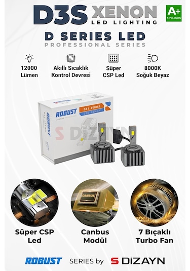 S-dizayn D3s Led Xenon / 60w / 12000 Lm / 8000k A+ Kalite