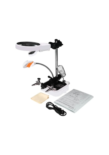 Mg16129dc Ledli Büyüteçli Pcb Bord Onarım Tamir Havya Standı