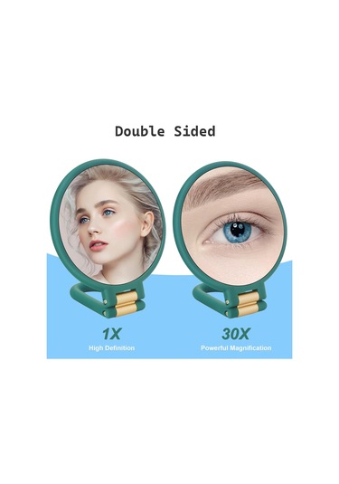 Yifomall Çift Taraflı Taşınabilir Yeşil Makyaj Aynası, 30x Büyütme Özelliği İle Pratik Kullanım
