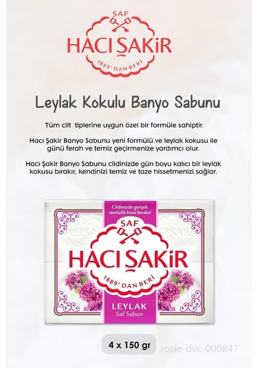 Hacı Şakir Hindistan Cevizi Şampuan 500 Ml, Leylak Kokulu Banyo Sabunu 4 X 150 Gr Ve Rosıe