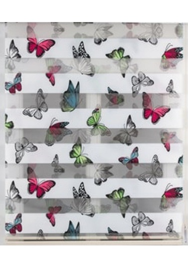 Asyhome Kelebek Desen Zebra Stor Perde