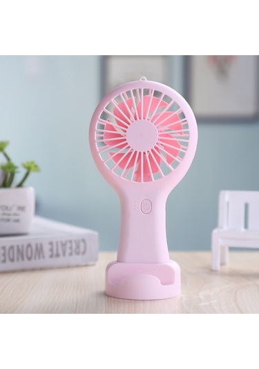 Usb Şarj Edilebilir Cep Telefonu Tutucu Klima Fan Pembe