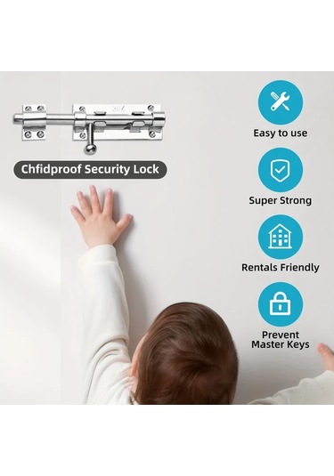 Lumaworld Silvery 11.6in Paslanmaz Çelik Sürgü Kapı Mandalı İç Ve Dış Mekan Kullanımı