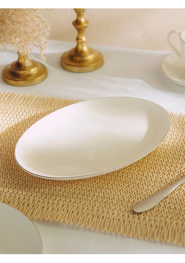 Sl Home "kasakaron" Porselen Servis Tabağı 25,4x18,5 Cm 288372236 Beyaz