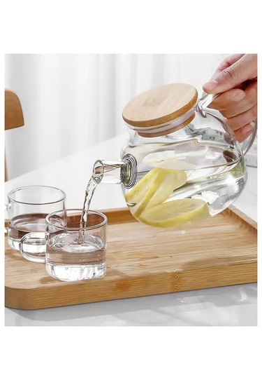 Bambu Kapaklı Borosilikat Cam Demlik 1000ml Royaleks-cm-2000 Asorti