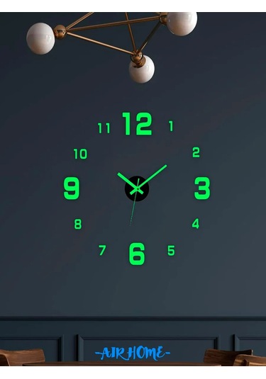 Aır Home Ev İçin Karanlıkta Parlayan Dekoratif Duvara Asılan Saat 440750533 Yeşil