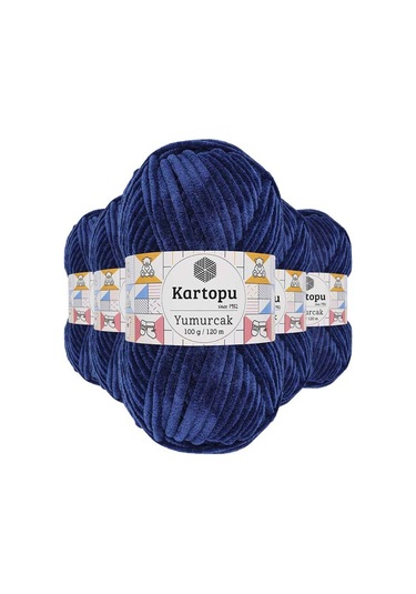5 Adet Yumurcak Kadife El Örgü İpi Lacivert K635