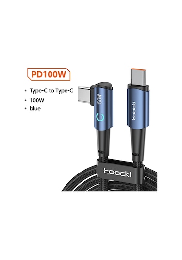 Toocki Toocki 100w Usb C Hızlı Şarj Kablosu 90 Derece Dirsek Huawei Xiaomi Samsung Uyumluaçık2m