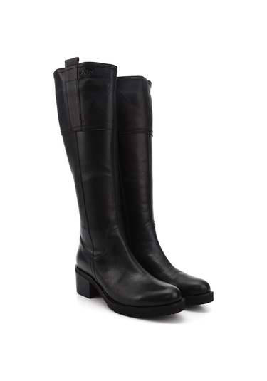 Gönderi R Kadın Siyah Fermuarlı Kalın Topuklu Hakiki Deri Çizme Dkzc61363591 Siyah
