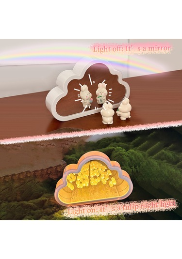 Yunboo Yapboz Bulut Gülü Aydınlatması - Sonsuz Ayna Akşam Lambası - Çocuk Odası Dekorasyonu - Sevimli Hediyelik Işıklı Ürün Sarı