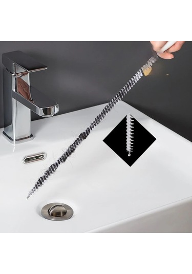 Tongdashop Beyaz Manuel Lavabo Tıkanıklık Açıcı - Esnek Boru Temizleyici Ve Kanca Beyaz