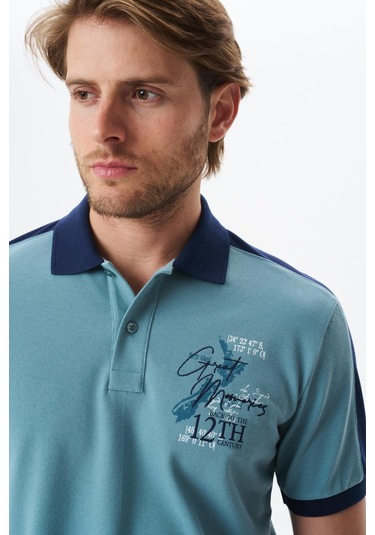 Arma Erkek Regular Fit Baskılı % 100 Pamuk Pike Polo Yaka Tişört Y29374356002 Mavi-m24 Mavi
