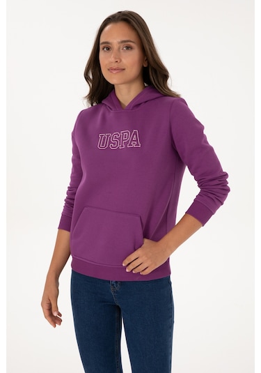 U.S. Polo Assn. Kadın Menekşe Şardonlu Kapüşonlu Basic Sweatshirt 50313566-VR037