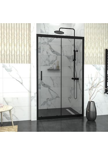 Tekno Duş Black Capello 6mm Füme Cam 1 Sabit 1 Sürgü İki Duvar Arası Duşakabin Füme