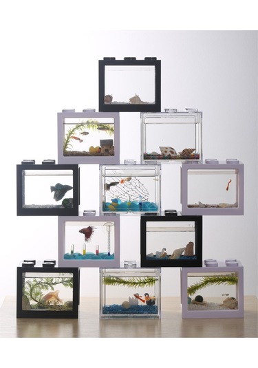 Youmex Küçük Akvaryum Mini Balık Kumu 12x8x10.5cm Sarı Plastik Akvaryum Balık Yetiştirme Kutusu