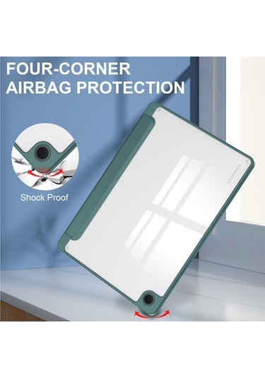 Youtek Samsung Galaxy Tab A9 Ve A9 Plus İçin Üç Katlanır, Kalem Yuvası Ve Uyandırma Fonksiyonlu Koyu Yeşil Tablet Kılıfı
