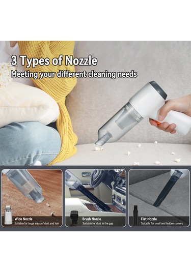 Jeehugo Aumotop Cv103 El Tipi Araç Süpürgesi: Toz Alma, Vakumlama, Üfleme, Lastik Şarj Etme, Filtreli, Type-c Şarjlı