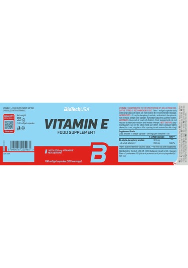 Biotechusa Vitamin E Antioxidants İmmune System - 100 Softgel