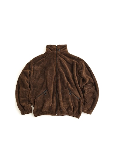 No Plan Erkek Oversize Fermuarlı Pelüş Sweat Ceket-kahve Rengi Kahverengi