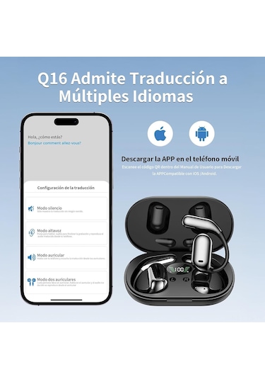Jeemson Q16 Açık Kulaklı Aı Çeviri Kulaklığı: Gerçek Zamanlı 144 Dil Çevirisi, Müzik Ve Arama, Bluetooth 5.4, İos/android Uyumlu