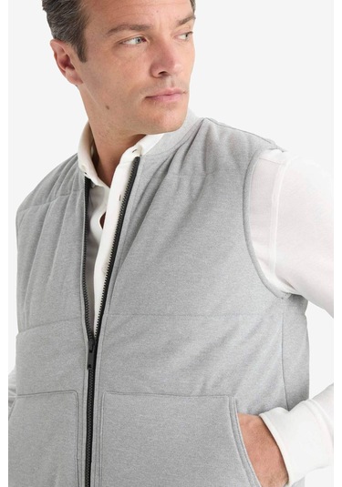 Defacto Regular Fit Dik Yaka Fermuarlı Cepli Yelek E8777ax25augr360 Gri
