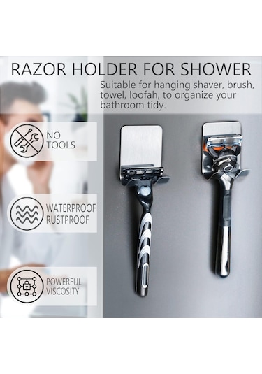 Lemestar 4'lü Paslanmaz Çelik Tıraş Bıçağı Askısı, Su Geçirmez, Kendinden Yapışkanlı, Banyo Ve Mutfak Organizasyonu İçin Diğer