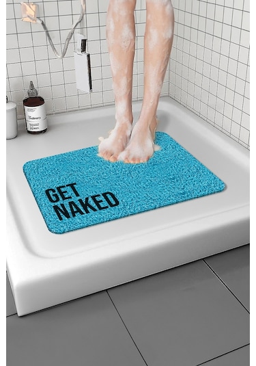 Get Naked Banyo Paspası Kaymaz Taban Yumuşak Ve Esnek Paspas Islak Zemin Hijyenik Paspas 40x60 Cm Mavi