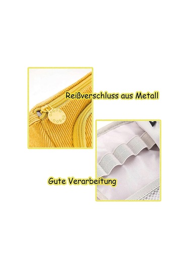 Sarı Kadife Kalem Kutusu 3 Bölmeli, Büyük Kapasiteli Kalem Kutusu, Büyük Kalem Kutusu, Büyük Kalem Kutusu Çok Renkli