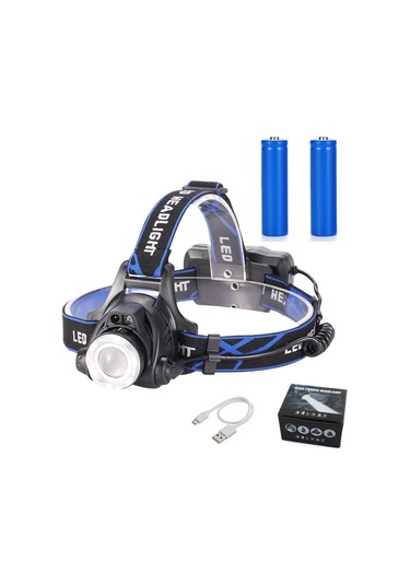 Teltree Dışarıda Balık Tutarken Kullanın: Sensörlü, Şarj Edilebilir, Su Geçirmez, Yakın-uzak Yakınlaştırmalı Led Kafa Feneri T6 Led, 2 Pil Ve Şarj Kablosu İçerir