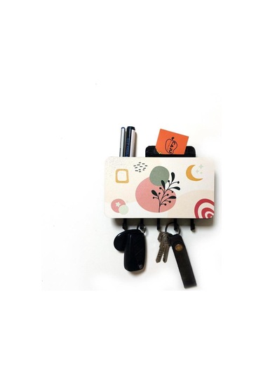 Dekoratif Geometrik Desenli Bölmeli Anahtarlık Duvar Askısı Diğer