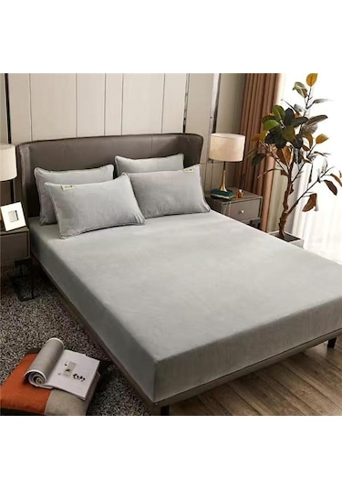 Pembe Süper Sıcak Yumuşak Flanel Yatak Örtüsü 25 Cm Evrensel Yatak Koruyucu Ped Kristal Kadife Lastikli Çarşaf Ç. K. Alez 56476887 Pembe