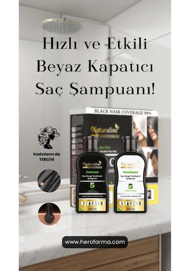 Naturaline Saç Siyahlaştırıcı Şampuan 200 ML + Saç Rengi Yenileyici Şampuan 200 ML