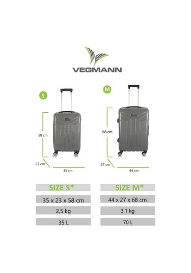 Vegmann Vela Antrasit 2'li Valiz Seti Orta Boy ,kabin Boy Antrasit