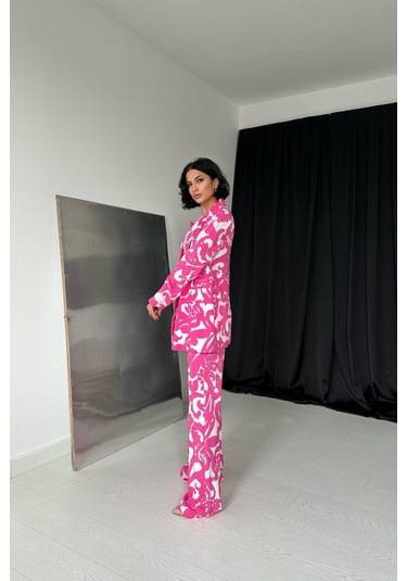 Modasize Fuşya Ceket Ve Pantolon Takım Fuşya