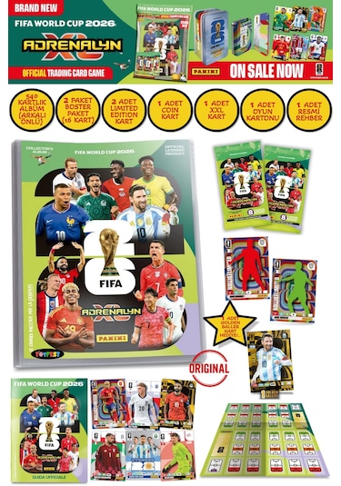 Dünya Kupası 2026 Panini Adrenalyn Xl Koleksiyon Kart Albümü Dergi Starter Set 16 Kart + 4 Özel Kart