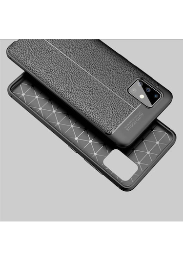Samsung Uyumlu Galaxy A71 Kamera Korumali Deri Görünümlü Silikon Kilif 402642257