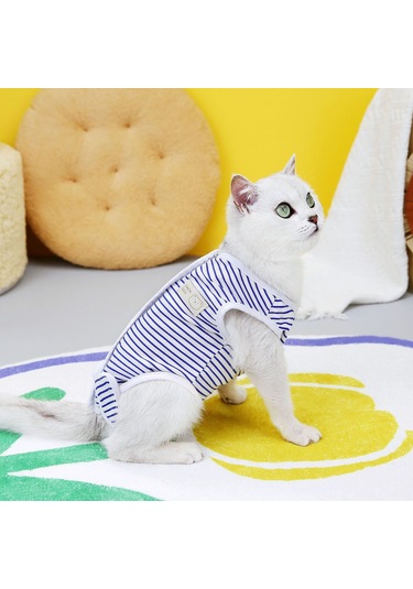 Hangfox Kedi Cerrahi Sonrası Kıyafeti - Doğum Sonrası Koruma Giyimi, Yara Yalama Engeli, Veteriner Onaylı 23'lü Paket Kırmızı Çizgili