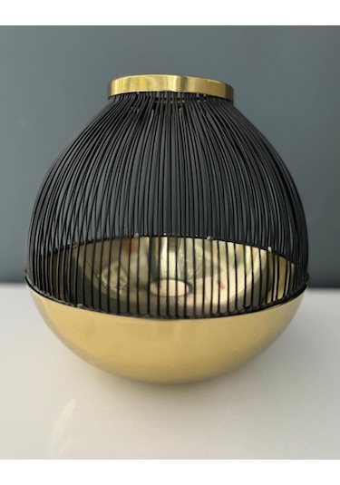 Lamedor Skult Gold Black Large T-lıght Holder 23x23x24 Cm
