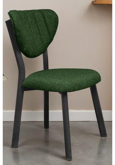 Nemeron Mutfak Masa Sandalyesi Kafe Restoran Yemek Odası Çizgili Yarmalı Sandalye Silinebilir - Yeşil Haki