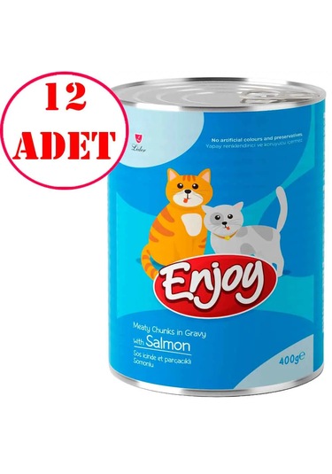 Enjoy Somonlu Kedi Konservesi Sos İçinde Et Parçacıklı 400 Gr 12 Ad