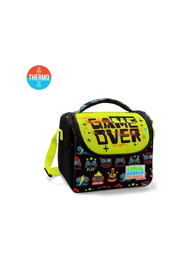 Coral High Kids Siyah Neon Sarı Game Over Desenli Thermo Beslenme Çantası 11728
