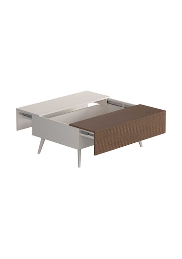 Milano Çekmeceli Dikdörtgen Orta Sehpa - Vizon/zebra 103x44x72 Cm Vizon