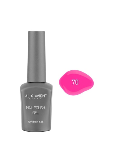 Alix Avien Neon Koyu Pembe Kalıcı Oje 70-yoğun Renk Veren Jel Oje 12 Ml-nail Uv Gel Polish 70