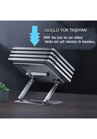 Çelik Düz Model Katlanır Laptop Standı Dizüstü Bilgisayar Tablet