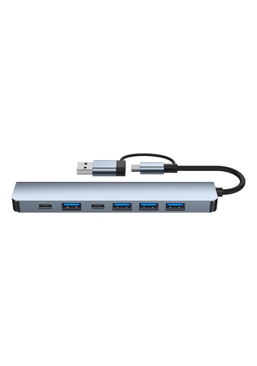 Skycity 7'li Usb Genişletme Hub: Usb 3.0, 4x Usb 2.0, Pd 5w, Type-c Portlu Alüminyum Kasa